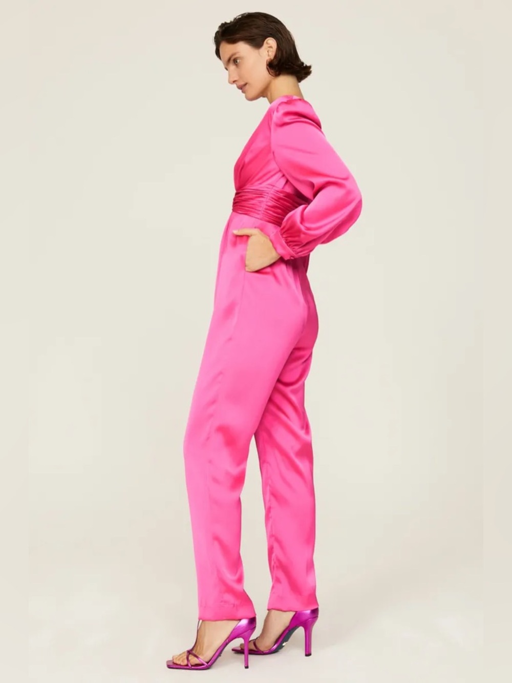 Puff Sleeve Jumpsuit Ieena for Mac Duggal Sz 2 - Picture 2 of 10